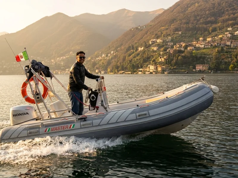 Self-drive RIB inflatable dinghy for boat rental on Lake Como