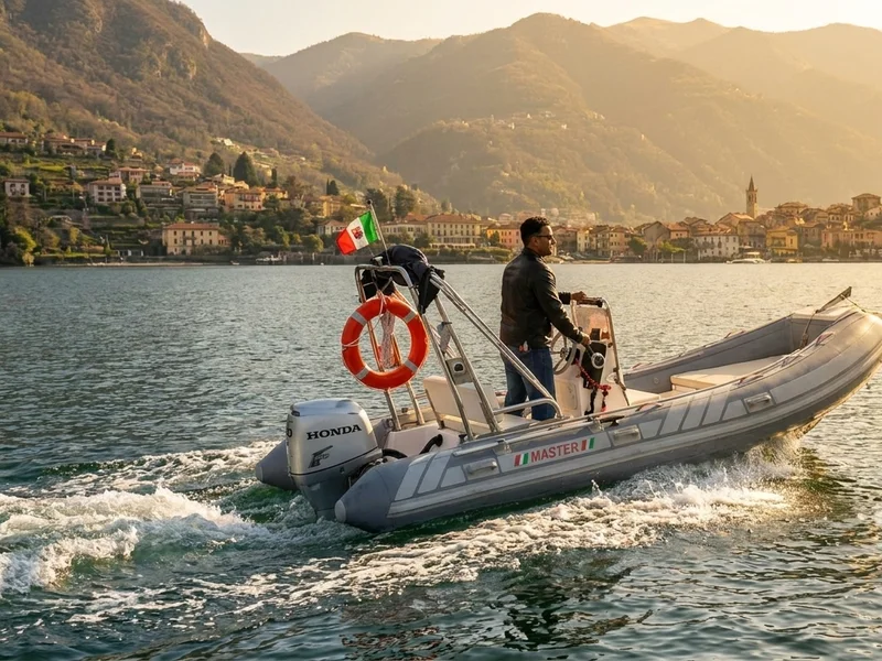 Self-drive inflatable boat on Lake Como with no licence required