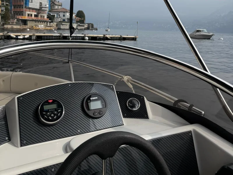 Sundeck of self-drive fiberglass boat on Lake Como